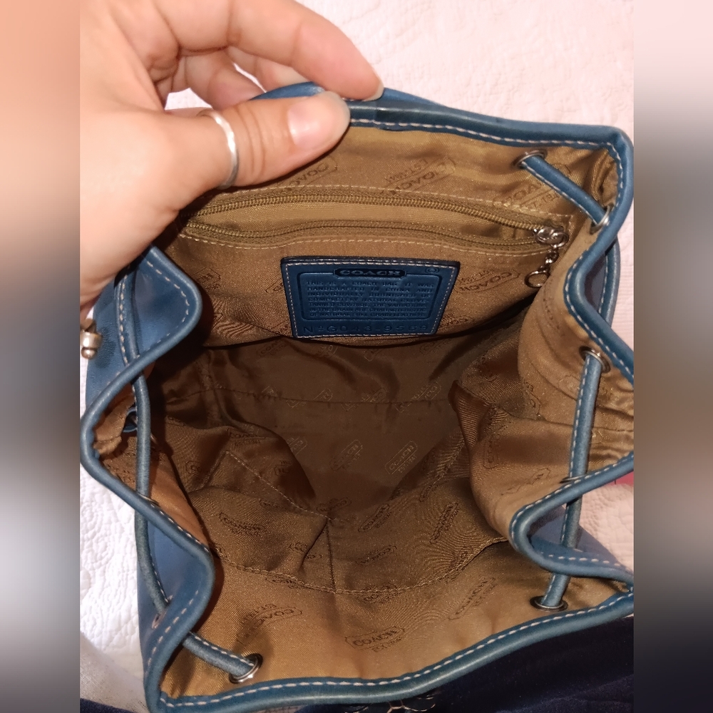 Coach Navy Leather Backpack - Picture 3 of 14